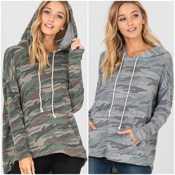 ❇️LAST 1 | BLAIR High Low Camo Hoodie | OLIVE CAMO - Picture 5 of 6